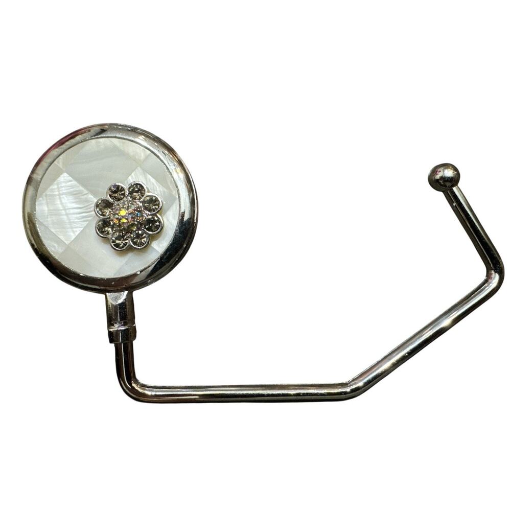 SPRING STREET FLOWER PURSE HOOK MOTHER OF PEARL FOLDING HANDBAG HANGER